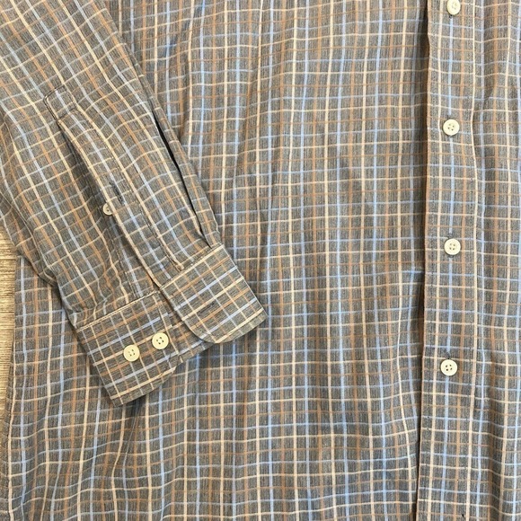 Men’s Alan Flusser Long Sleeve Plaid Button Down Shirt Size XL Gray - Picture 3 of 4